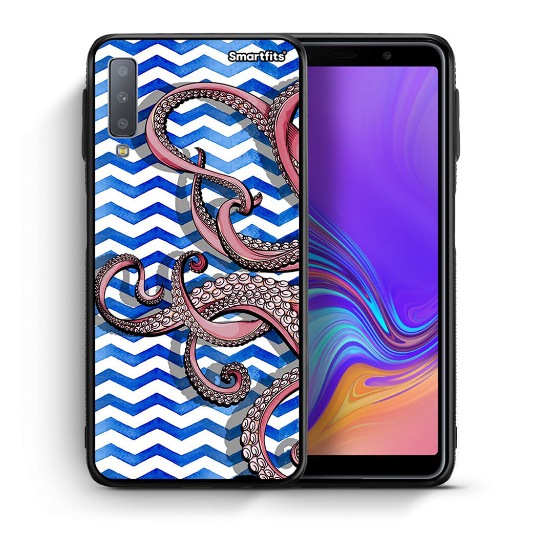 Θήκη Samsung A7 2018 Chevron Devilfish από τη Smartfits με σχέδιο στο πίσω μέρος και μαύρο περίβλημα | Samsung A7 2018 Chevron Devilfish case with colorful back and black bezels