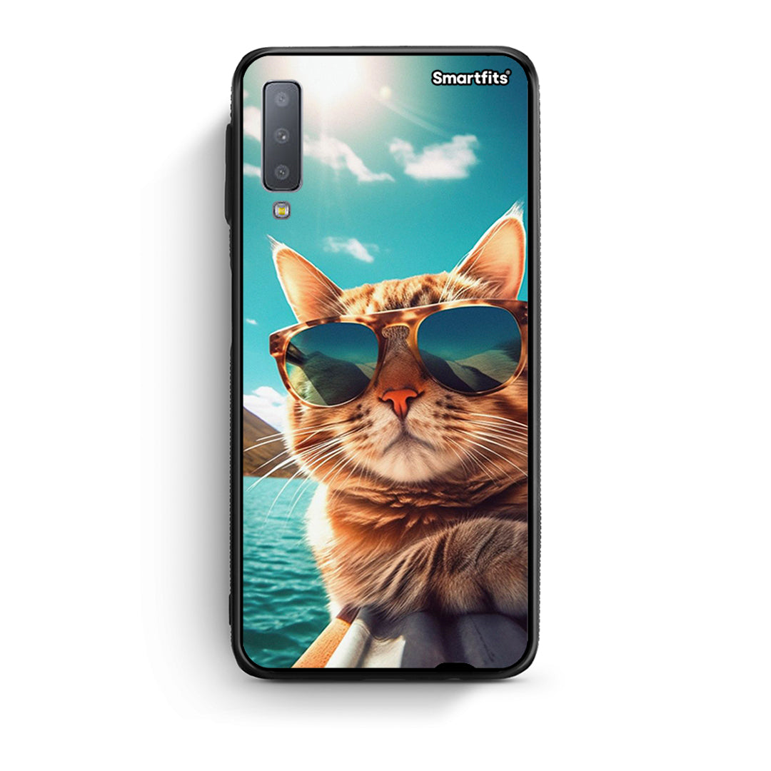 samsung A7 Summer Cat θήκη από τη Smartfits με σχέδιο στο πίσω μέρος και μαύρο περίβλημα | Smartphone case with colorful back and black bezels by Smartfits