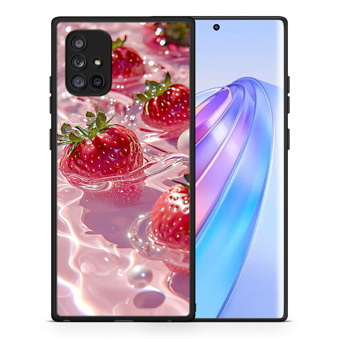 Θήκη Samsung Galaxy A71 5G Juicy Strawberries από τη Smartfits με σχέδιο στο πίσω μέρος και μαύρο περίβλημα | Samsung Galaxy A71 5G Juicy Strawberries case with colorful back and black bezels