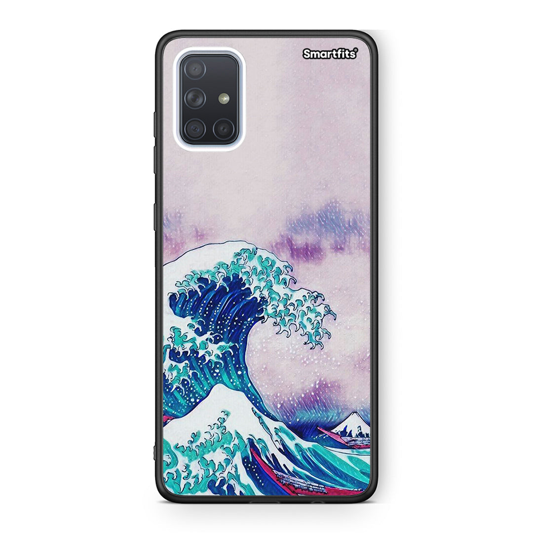 Samsung A51 Blue Waves θήκη από τη Smartfits με σχέδιο στο πίσω μέρος και μαύρο περίβλημα | Smartphone case with colorful back and black bezels by Smartfits
