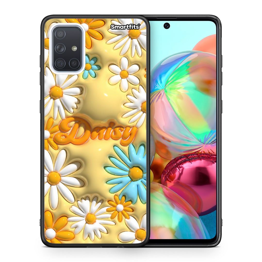 Θήκη Samsung A71 Bubble Daisies από τη Smartfits με σχέδιο στο πίσω μέρος και μαύρο περίβλημα | Samsung A71 Bubble Daisies case with colorful back and black bezels