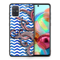 Thumbnail for Θήκη Samsung A71 Chevron Devilfish από τη Smartfits με σχέδιο στο πίσω μέρος και μαύρο περίβλημα | Samsung A71 Chevron Devilfish case with colorful back and black bezels