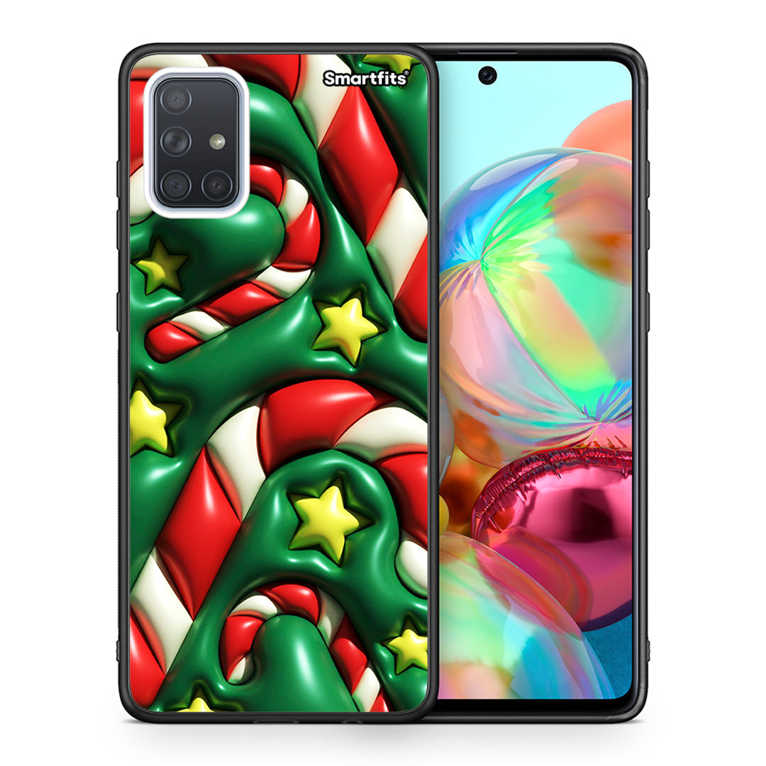 Θήκη Samsung A71 Christmas Bubbles από τη Smartfits με σχέδιο στο πίσω μέρος και μαύρο περίβλημα | Samsung A71 Christmas Bubbles case with colorful back and black bezels