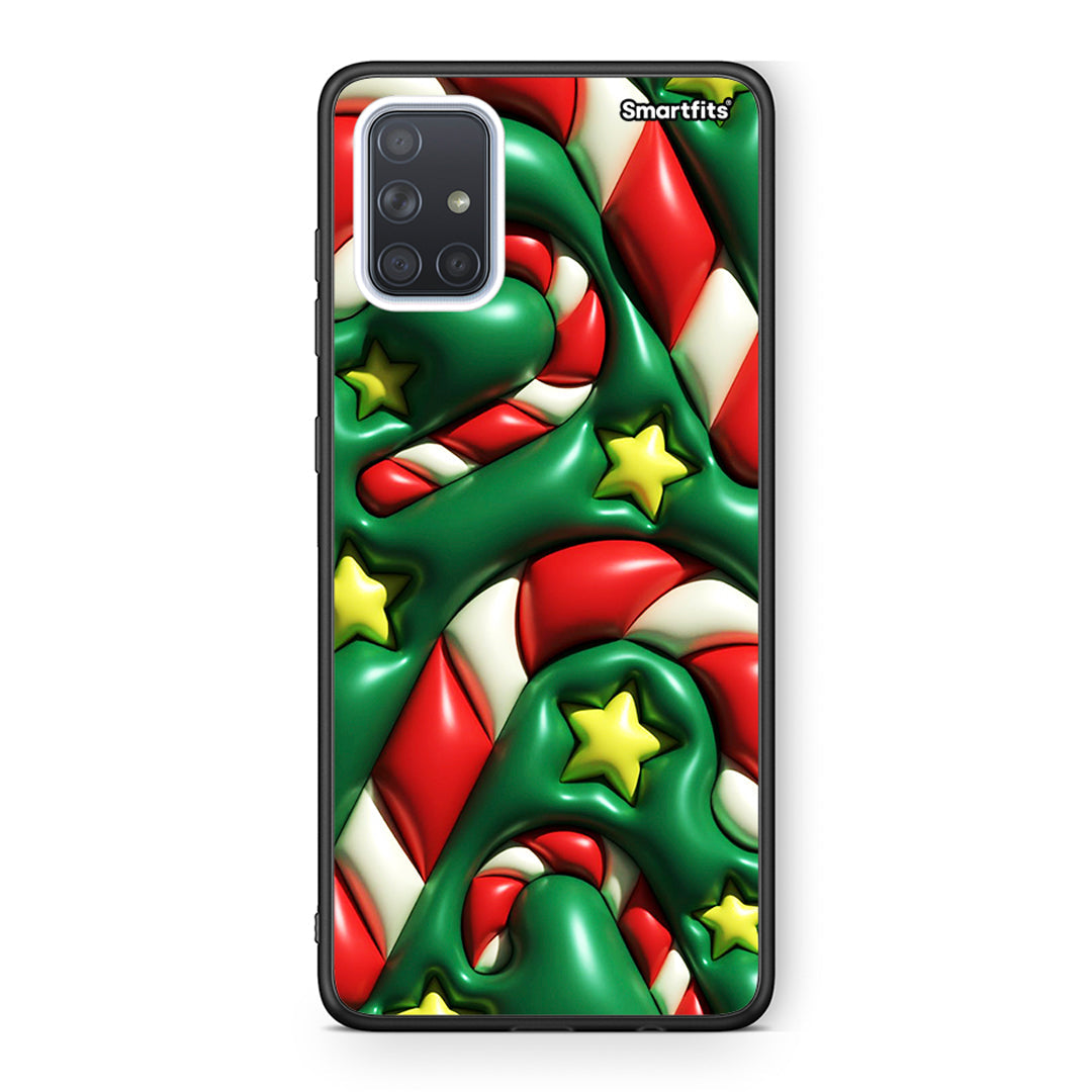 Samsung A71 Christmas Bubbles θήκη από τη Smartfits με σχέδιο στο πίσω μέρος και μαύρο περίβλημα | Smartphone case with colorful back and black bezels by Smartfits