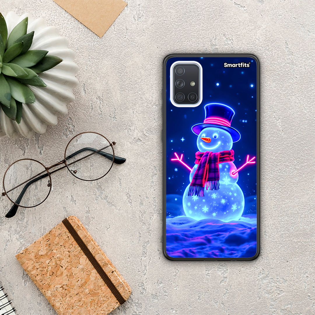 Christmas Neon Snowman - Samsung Galaxy A71 θήκη