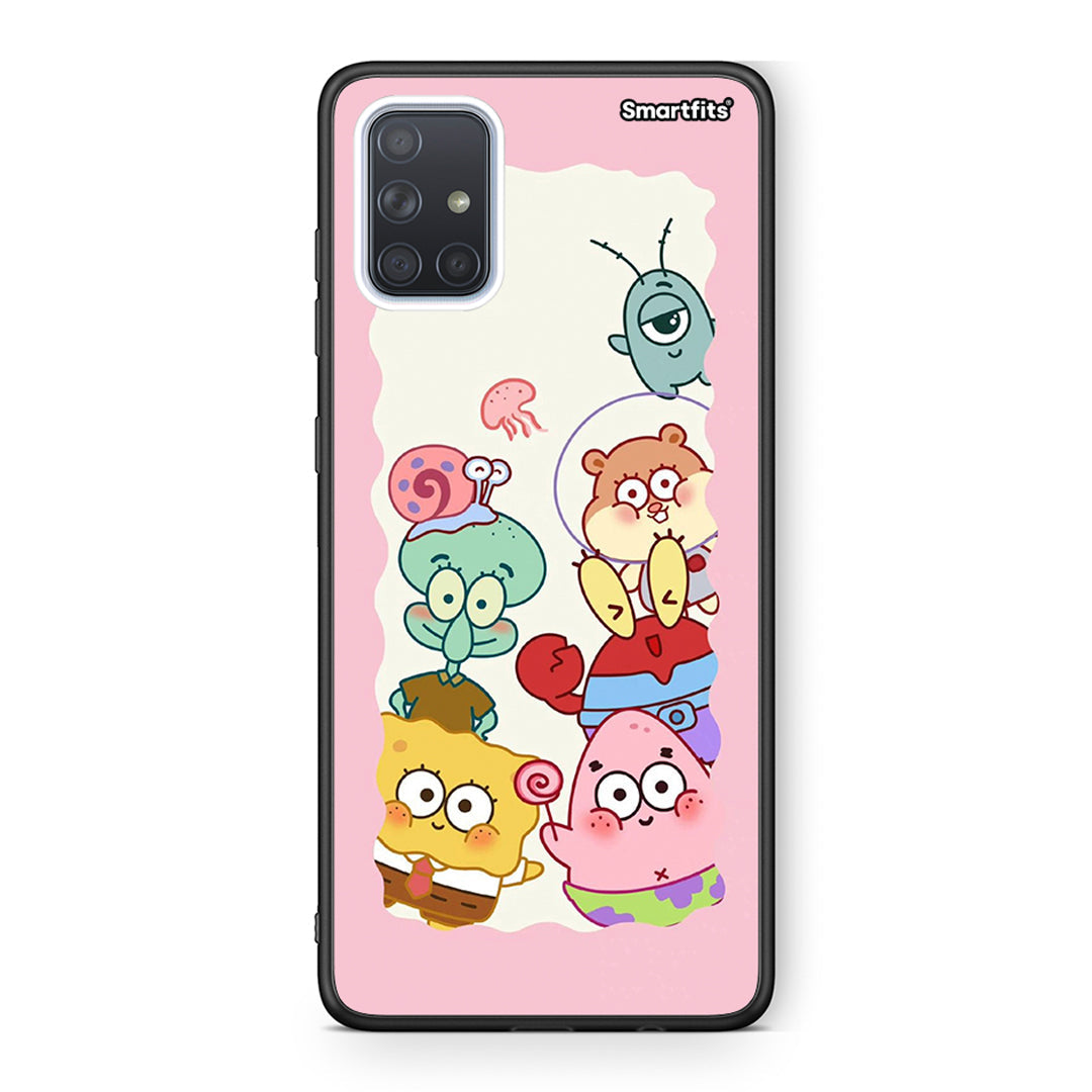 Samsung A51 Cute Companion θήκη από τη Smartfits με σχέδιο στο πίσω μέρος και μαύρο περίβλημα | Smartphone case with colorful back and black bezels by Smartfits