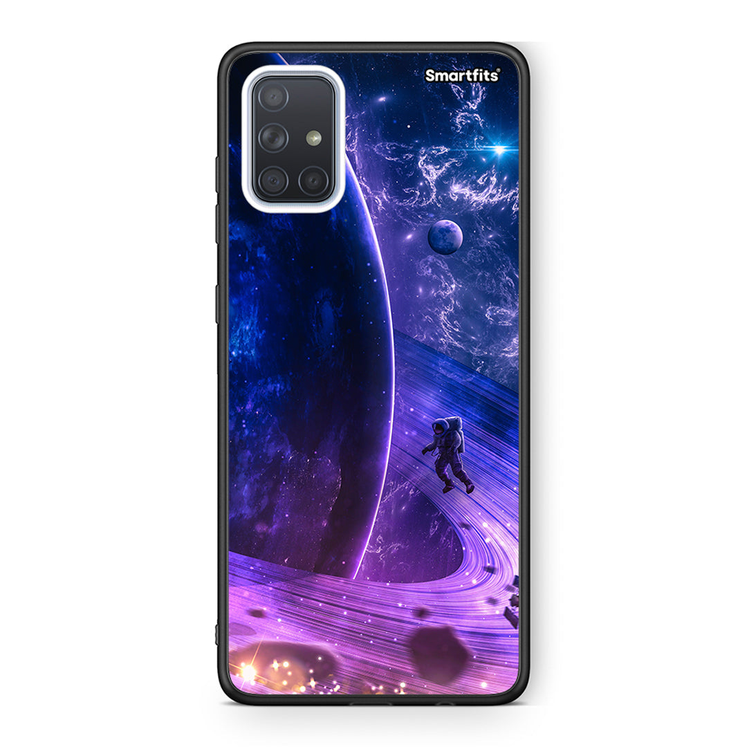 Samsung A51 Lost Astronaut θήκη από τη Smartfits με σχέδιο στο πίσω μέρος και μαύρο περίβλημα | Smartphone case with colorful back and black bezels by Smartfits