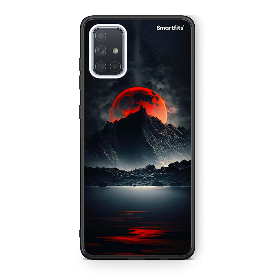 Samsung A51 Red Full Moon θήκη από τη Smartfits με σχέδιο στο πίσω μέρος και μαύρο περίβλημα | Smartphone case with colorful back and black bezels by Smartfits