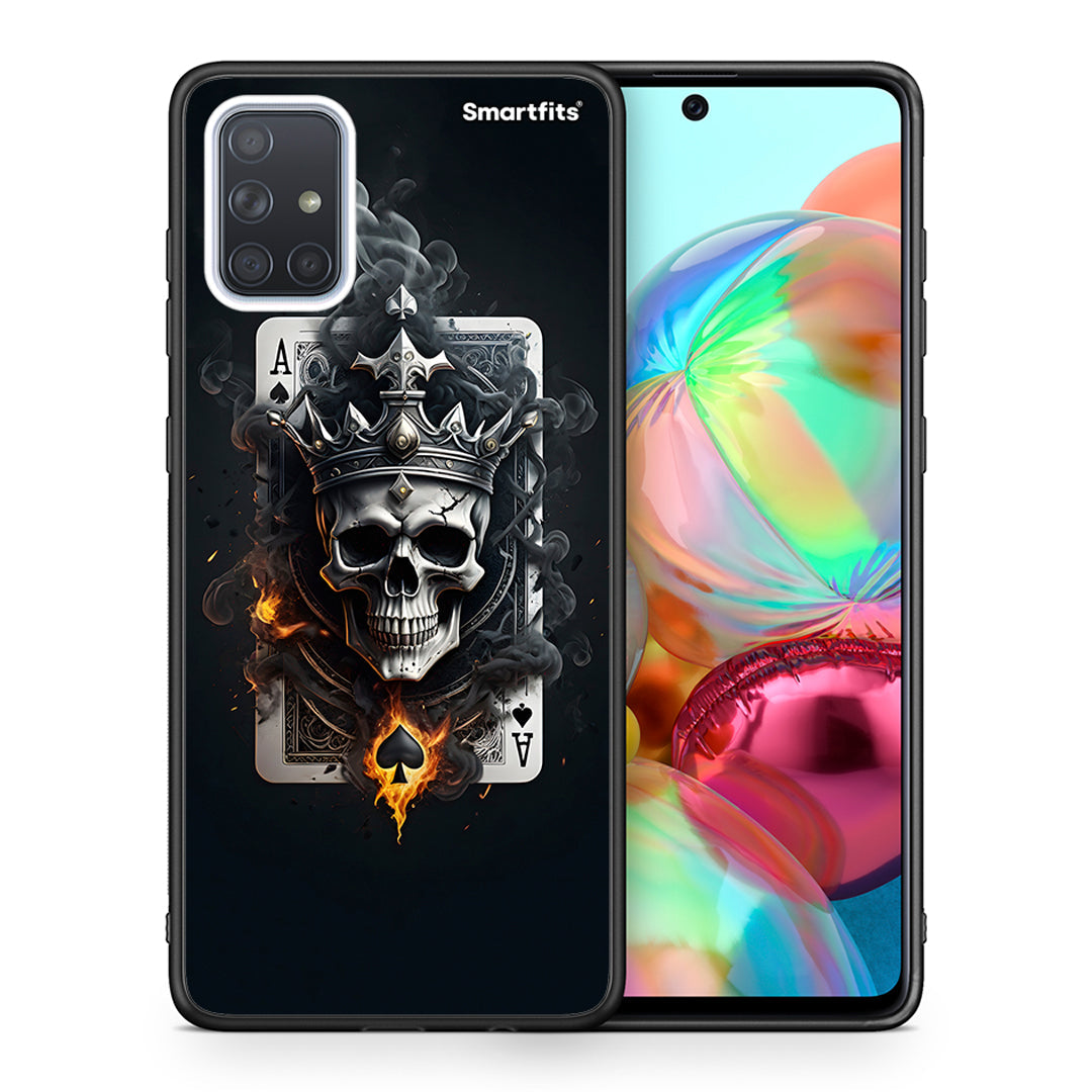 Θήκη Samsung A71 Skull King Ace από τη Smartfits με σχέδιο στο πίσω μέρος και μαύρο περίβλημα | Samsung A71 Skull King Ace case with colorful back and black bezels