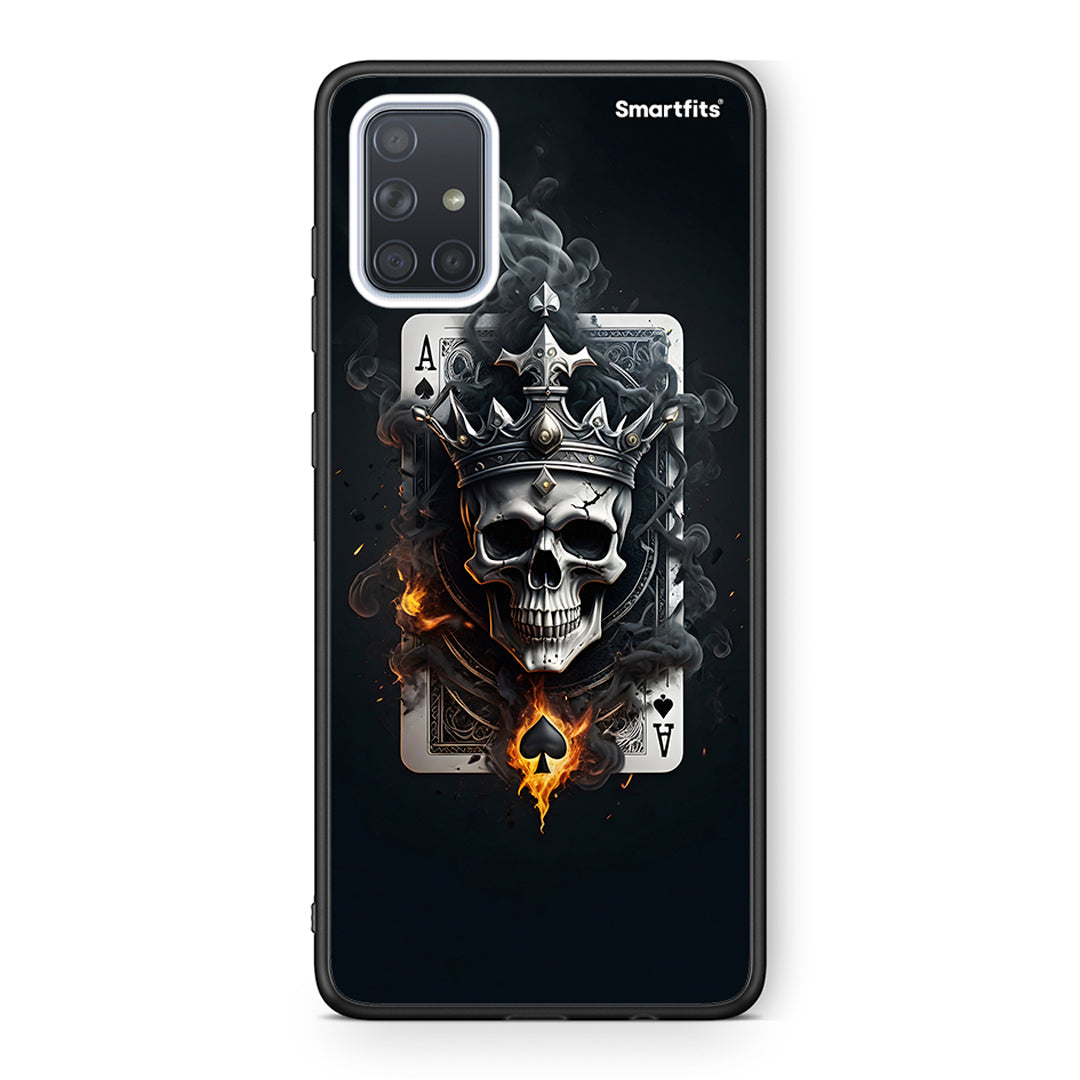 Samsung A71 Skull King Ace θήκη από τη Smartfits με σχέδιο στο πίσω μέρος και μαύρο περίβλημα | Smartphone case with colorful back and black bezels by Smartfits