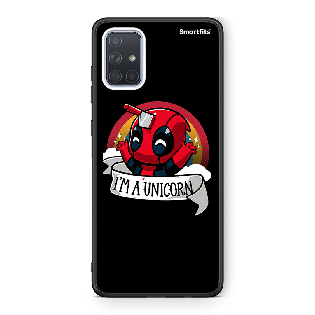 Samsung A71 Unicorn Deadpool θήκη από τη Smartfits με σχέδιο στο πίσω μέρος και μαύρο περίβλημα | Smartphone case with colorful back and black bezels by Smartfits