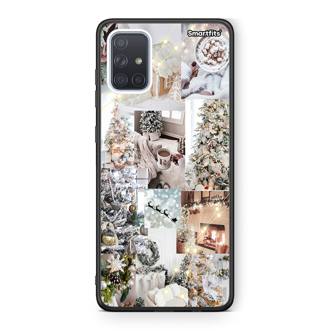 Samsung A71 White Christmas θήκη από τη Smartfits με σχέδιο στο πίσω μέρος και μαύρο περίβλημα | Smartphone case with colorful back and black bezels by Smartfits