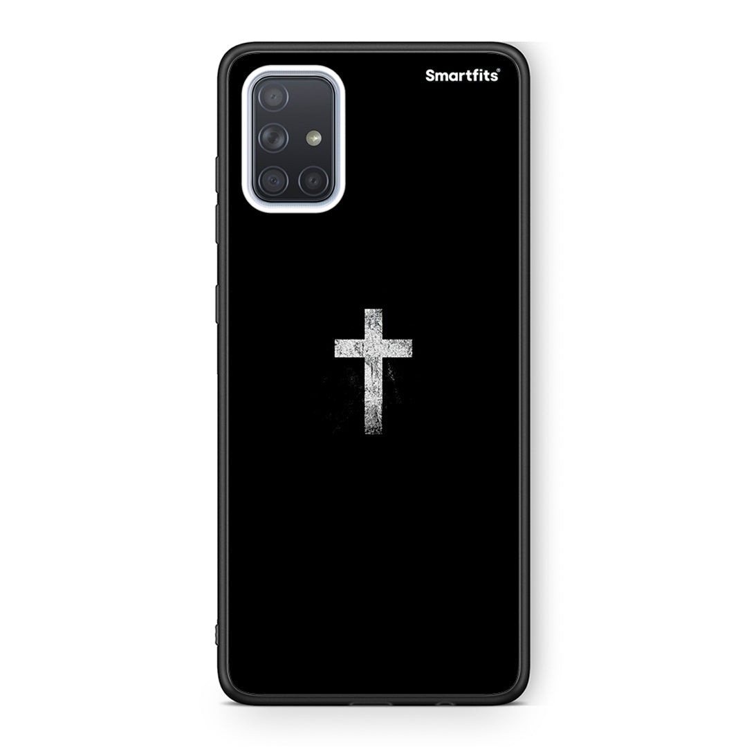 Samsung A51 White Cross θήκη από τη Smartfits με σχέδιο στο πίσω μέρος και μαύρο περίβλημα | Smartphone case with colorful back and black bezels by Smartfits