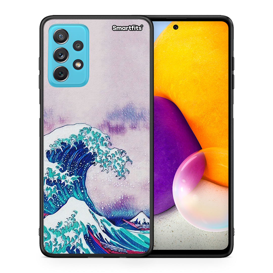 Θήκη Samsung A72 Blue Waves από τη Smartfits με σχέδιο στο πίσω μέρος και μαύρο περίβλημα | Samsung A72 Blue Waves case with colorful back and black bezels