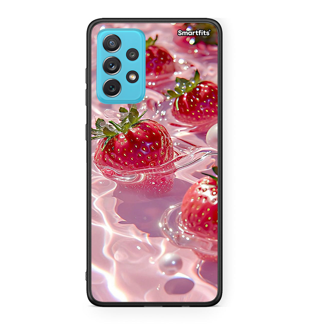 Samsung A72 Juicy Strawberries θήκη από τη Smartfits με σχέδιο στο πίσω μέρος και μαύρο περίβλημα | Smartphone case with colorful back and black bezels by Smartfits