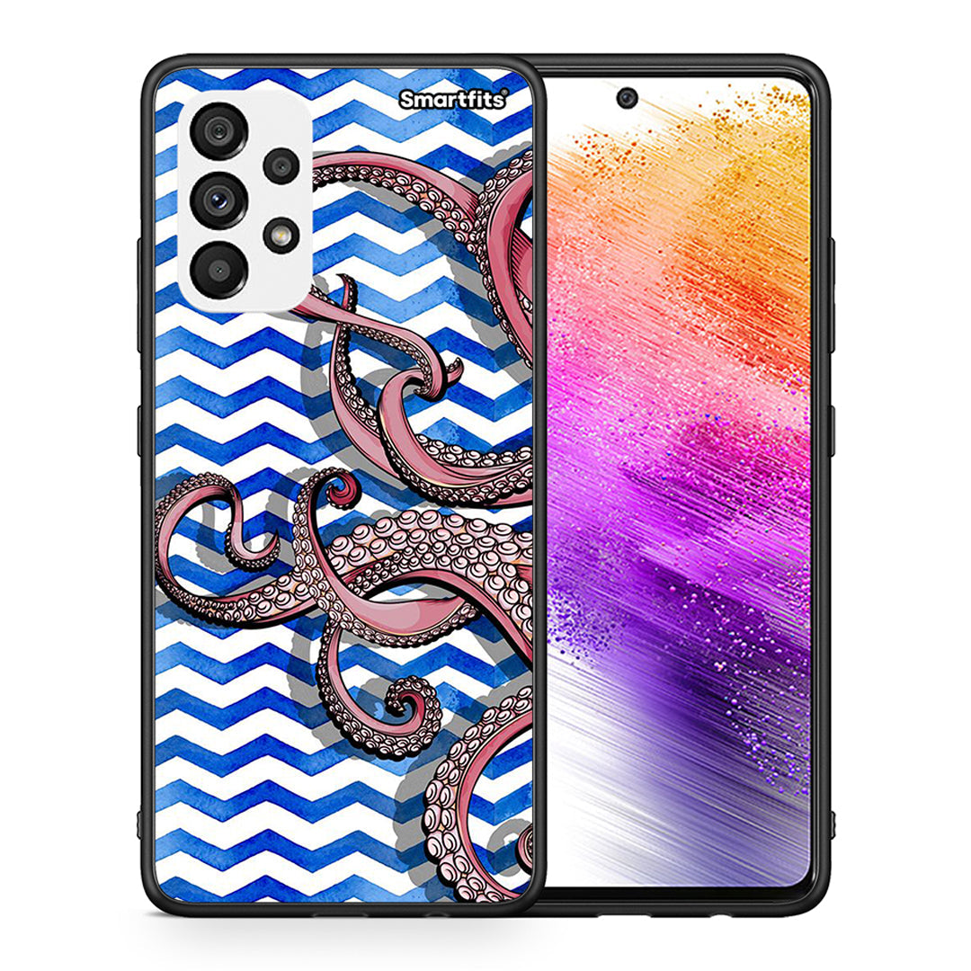 Θήκη Samsung A73 5G Chevron Devilfish από τη Smartfits με σχέδιο στο πίσω μέρος και μαύρο περίβλημα | Samsung A73 5G Chevron Devilfish case with colorful back and black bezels