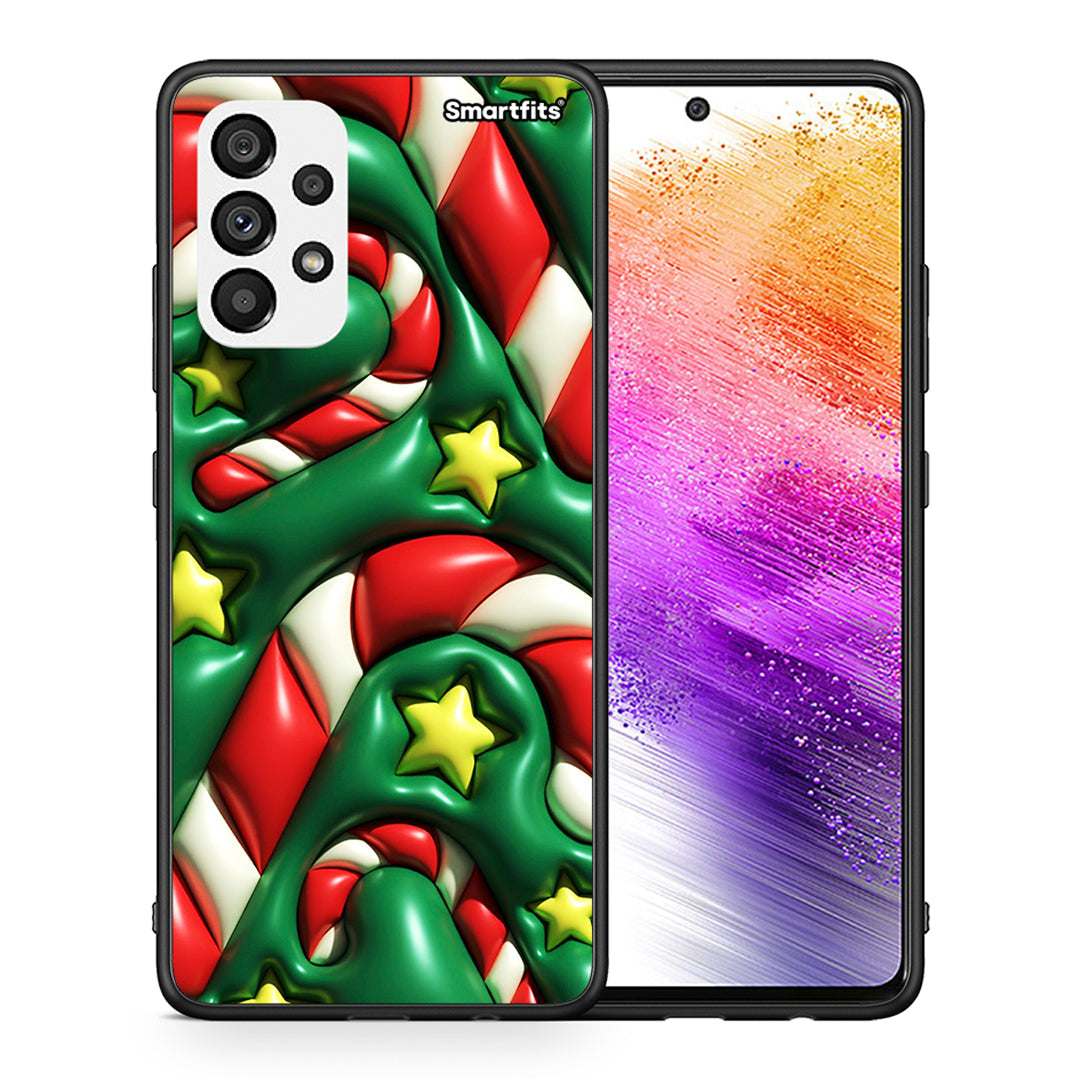 Θήκη Samsung A73 5G Christmas Bubbles από τη Smartfits με σχέδιο στο πίσω μέρος και μαύρο περίβλημα | Samsung A73 5G Christmas Bubbles case with colorful back and black bezels