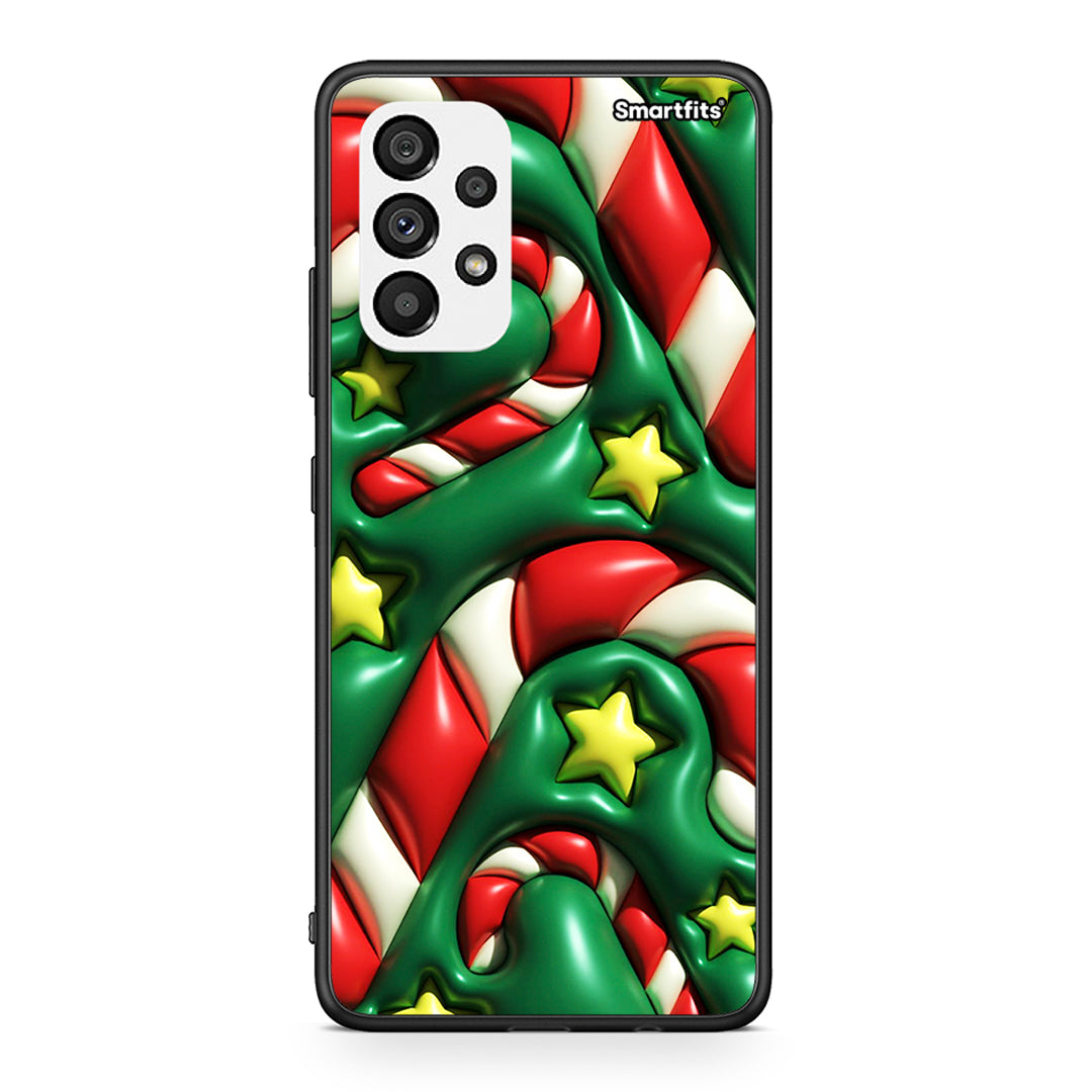 Samsung A73 5G Christmas Bubbles θήκη από τη Smartfits με σχέδιο στο πίσω μέρος και μαύρο περίβλημα | Smartphone case with colorful back and black bezels by Smartfits