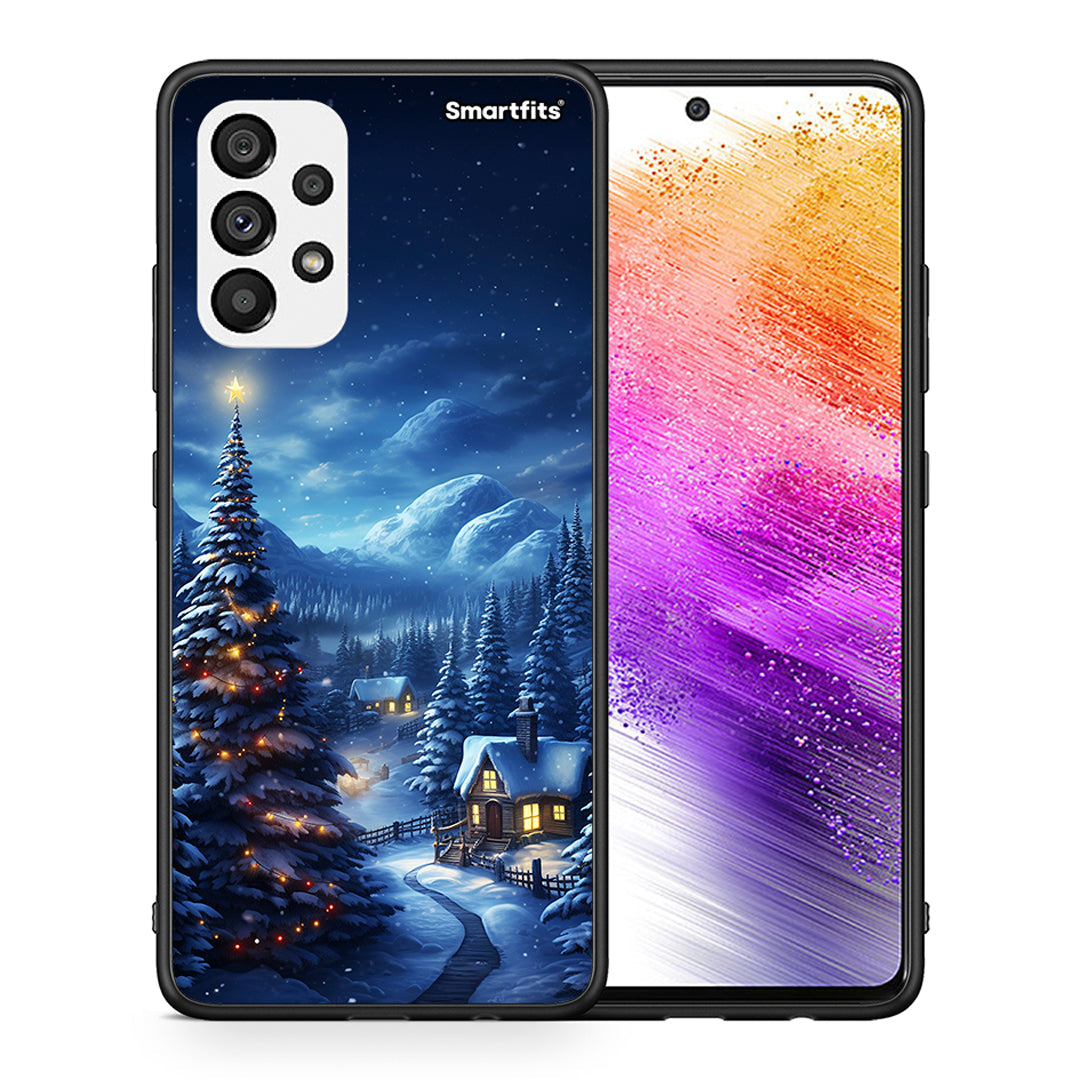 Θήκη Samsung A73 5G Christmas Scenery από τη Smartfits με σχέδιο στο πίσω μέρος και μαύρο περίβλημα | Samsung A73 5G Christmas Scenery case with colorful back and black bezels