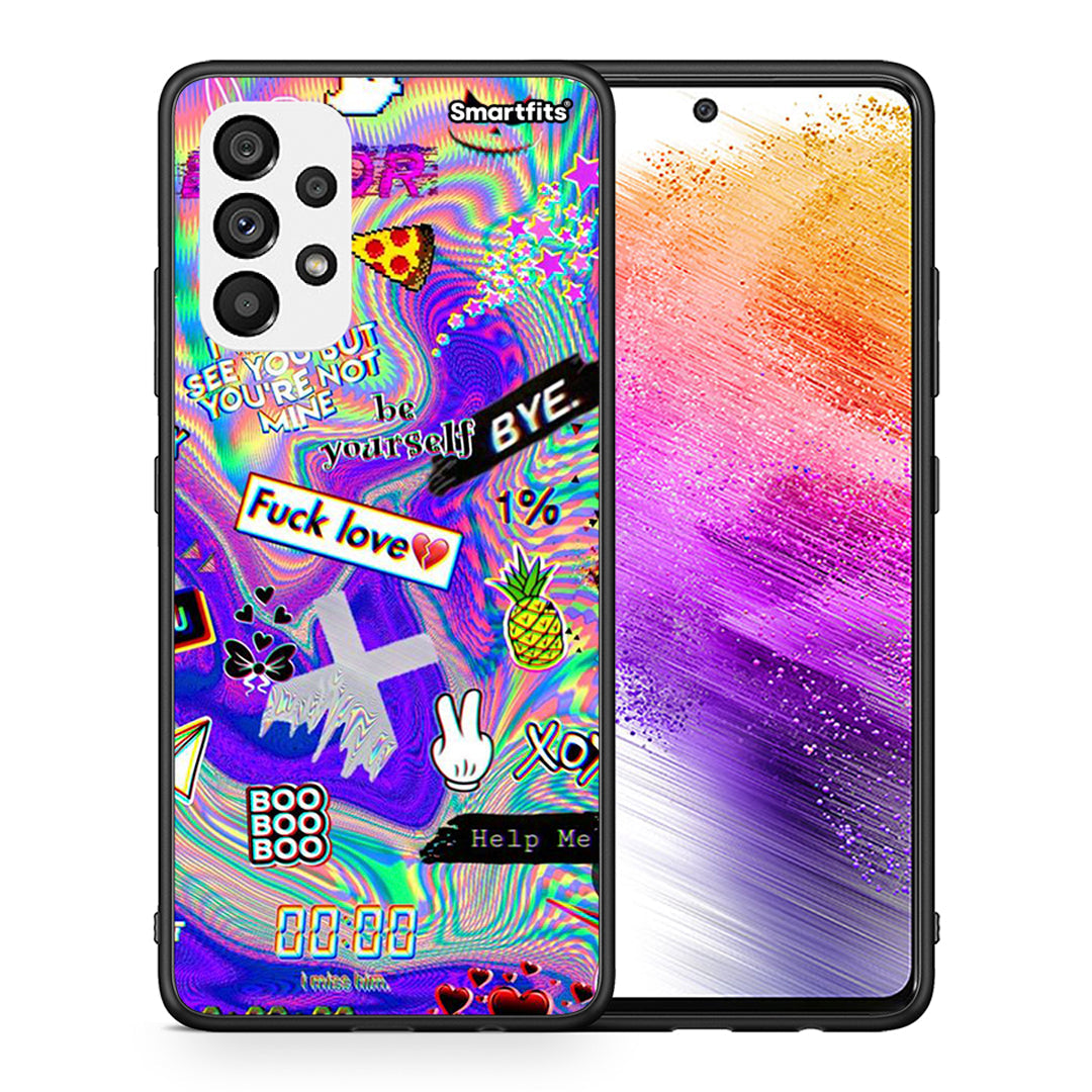 Θήκη Samsung A73 5G Game Over από τη Smartfits με σχέδιο στο πίσω μέρος και μαύρο περίβλημα | Samsung A73 5G Game Over case with colorful back and black bezels