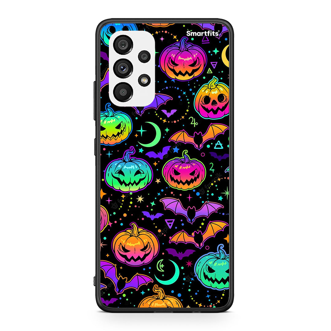 Samsung A73 5G Neon Halloween θήκη από τη Smartfits με σχέδιο στο πίσω μέρος και μαύρο περίβλημα | Smartphone case with colorful back and black bezels by Smartfits