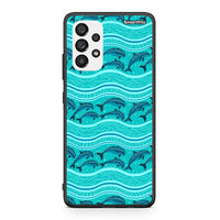 Thumbnail for Samsung A73 5G Swimming Dolphins θήκη από τη Smartfits με σχέδιο στο πίσω μέρος και μαύρο περίβλημα | Smartphone case with colorful back and black bezels by Smartfits