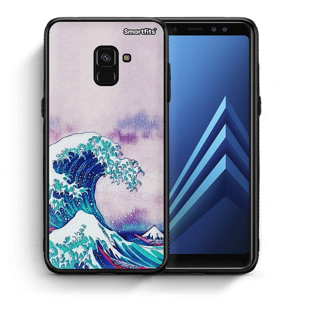 Θήκη Samsung A8 Blue Waves από τη Smartfits με σχέδιο στο πίσω μέρος και μαύρο περίβλημα | Samsung A8 Blue Waves case with colorful back and black bezels