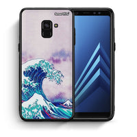 Thumbnail for Θήκη Samsung A8 Blue Waves από τη Smartfits με σχέδιο στο πίσω μέρος και μαύρο περίβλημα | Samsung A8 Blue Waves case with colorful back and black bezels