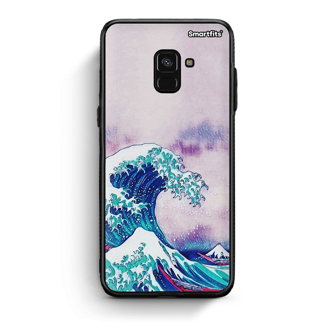 Samsung A8 Blue Waves θήκη από τη Smartfits με σχέδιο στο πίσω μέρος και μαύρο περίβλημα | Smartphone case with colorful back and black bezels by Smartfits