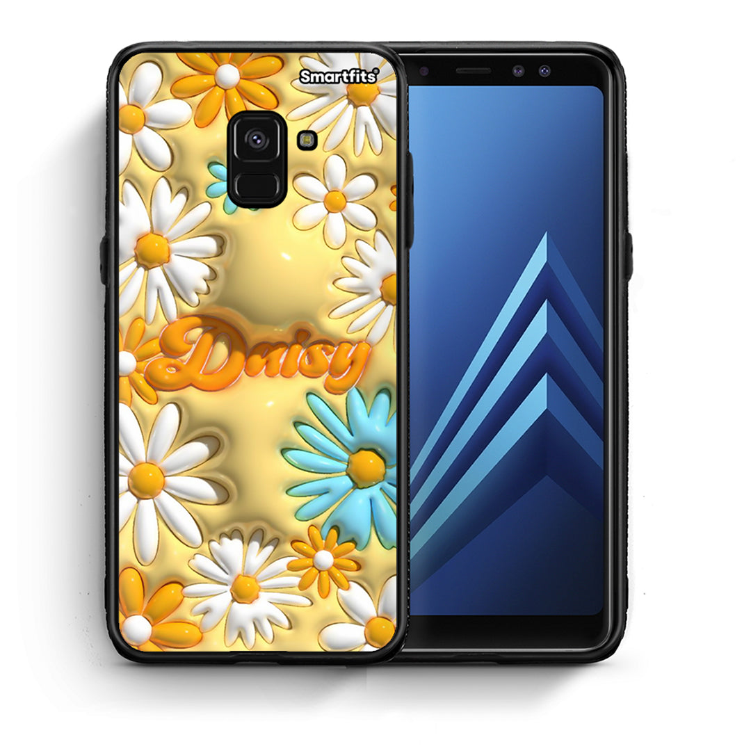 Θήκη Samsung A8 Bubble Daisies από τη Smartfits με σχέδιο στο πίσω μέρος και μαύρο περίβλημα | Samsung A8 Bubble Daisies case with colorful back and black bezels