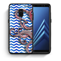 Thumbnail for Θήκη Samsung A8 Chevron Devilfish από τη Smartfits με σχέδιο στο πίσω μέρος και μαύρο περίβλημα | Samsung A8 Chevron Devilfish case with colorful back and black bezels