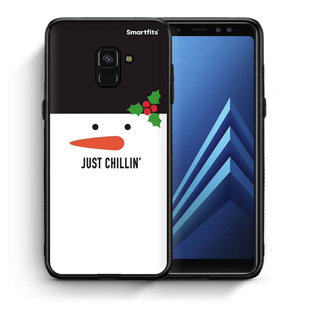 Θήκη Samsung A8 Christmas Chillin από τη Smartfits με σχέδιο στο πίσω μέρος και μαύρο περίβλημα | Samsung A8 Christmas Chillin case with colorful back and black bezels