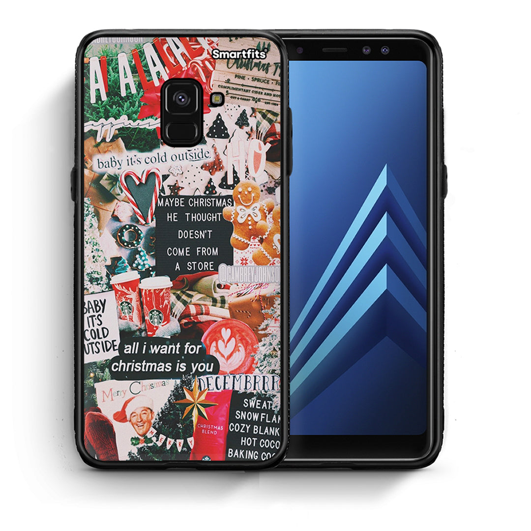 Θήκη Samsung A8 Christmas Happiness από τη Smartfits με σχέδιο στο πίσω μέρος και μαύρο περίβλημα | Samsung A8 Christmas Happiness case with colorful back and black bezels