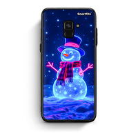 Thumbnail for Samsung A8 Christmas Neon Snowman θήκη από τη Smartfits με σχέδιο στο πίσω μέρος και μαύρο περίβλημα | Smartphone case with colorful back and black bezels by Smartfits