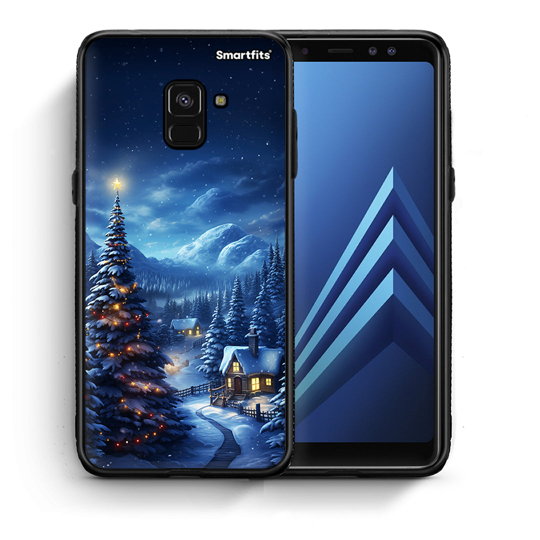 Θήκη Samsung A8 Christmas Scenery από τη Smartfits με σχέδιο στο πίσω μέρος και μαύρο περίβλημα | Samsung A8 Christmas Scenery case with colorful back and black bezels