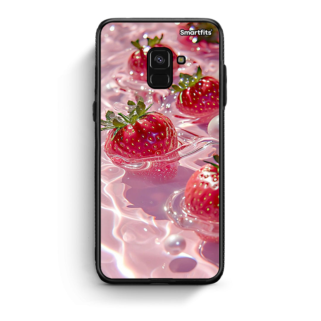 Samsung A8 Juicy Strawberries θήκη από τη Smartfits με σχέδιο στο πίσω μέρος και μαύρο περίβλημα | Smartphone case with colorful back and black bezels by Smartfits