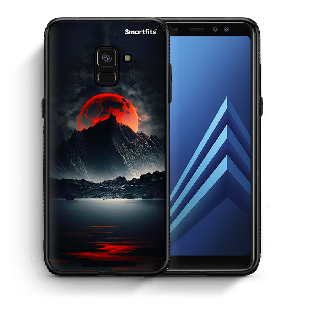 Θήκη Samsung A8 Red Full Moon από τη Smartfits με σχέδιο στο πίσω μέρος και μαύρο περίβλημα | Samsung A8 Red Full Moon case with colorful back and black bezels