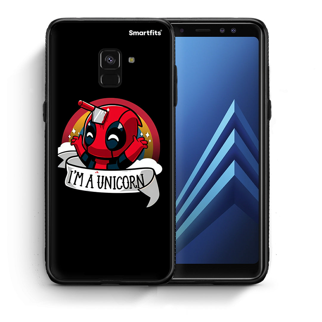 Θήκη Samsung A8 Unicorn Deadpool από τη Smartfits με σχέδιο στο πίσω μέρος και μαύρο περίβλημα | Samsung A8 Unicorn Deadpool case with colorful back and black bezels