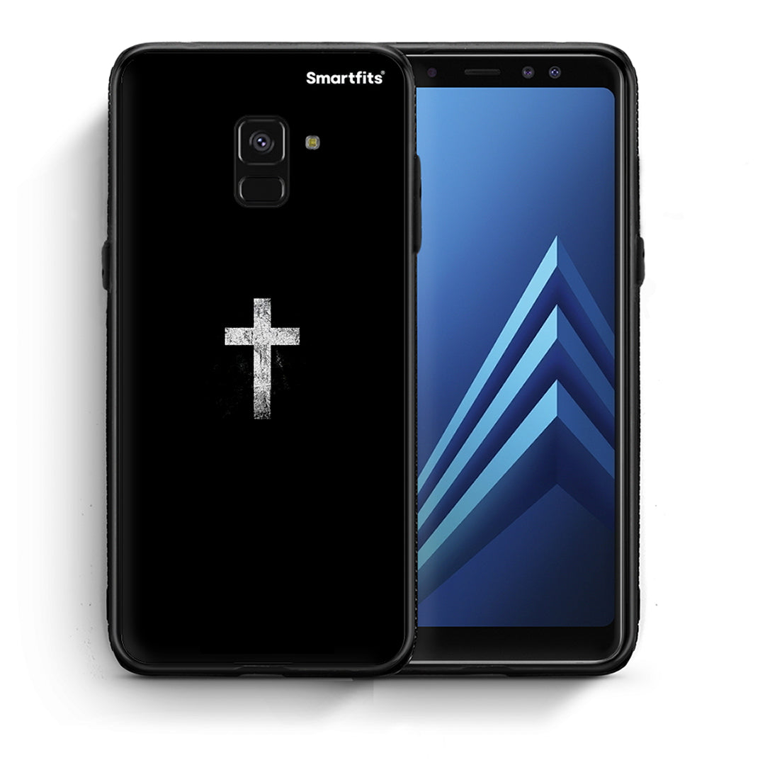 Θήκη Samsung A8 White Cross από τη Smartfits με σχέδιο στο πίσω μέρος και μαύρο περίβλημα | Samsung A8 White Cross case with colorful back and black bezels