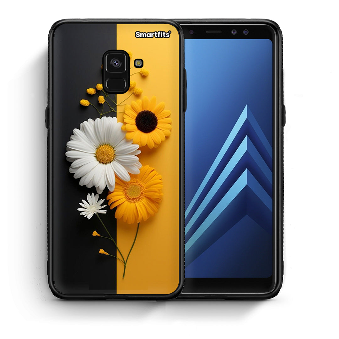 Θήκη Samsung A8 Yellow Daisies από τη Smartfits με σχέδιο στο πίσω μέρος και μαύρο περίβλημα | Samsung A8 Yellow Daisies case with colorful back and black bezels