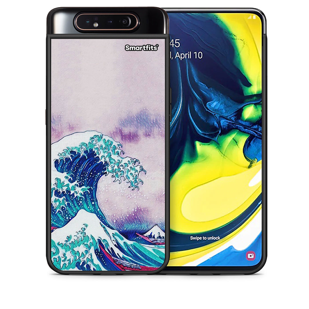 Θήκη Samsung A80 Blue Waves από τη Smartfits με σχέδιο στο πίσω μέρος και μαύρο περίβλημα | Samsung A80 Blue Waves case with colorful back and black bezels