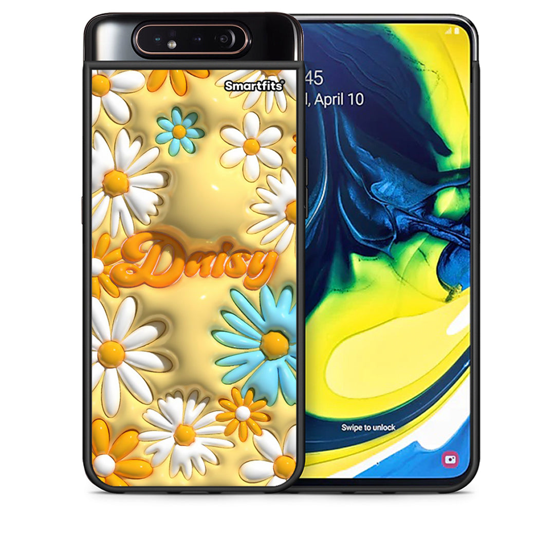 Θήκη Samsung A80 Bubble Daisies από τη Smartfits με σχέδιο στο πίσω μέρος και μαύρο περίβλημα | Samsung A80 Bubble Daisies case with colorful back and black bezels