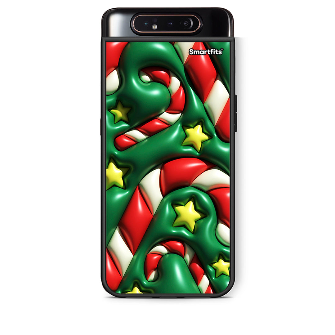 Samsung A80 Christmas Bubbles θήκη από τη Smartfits με σχέδιο στο πίσω μέρος και μαύρο περίβλημα | Smartphone case with colorful back and black bezels by Smartfits