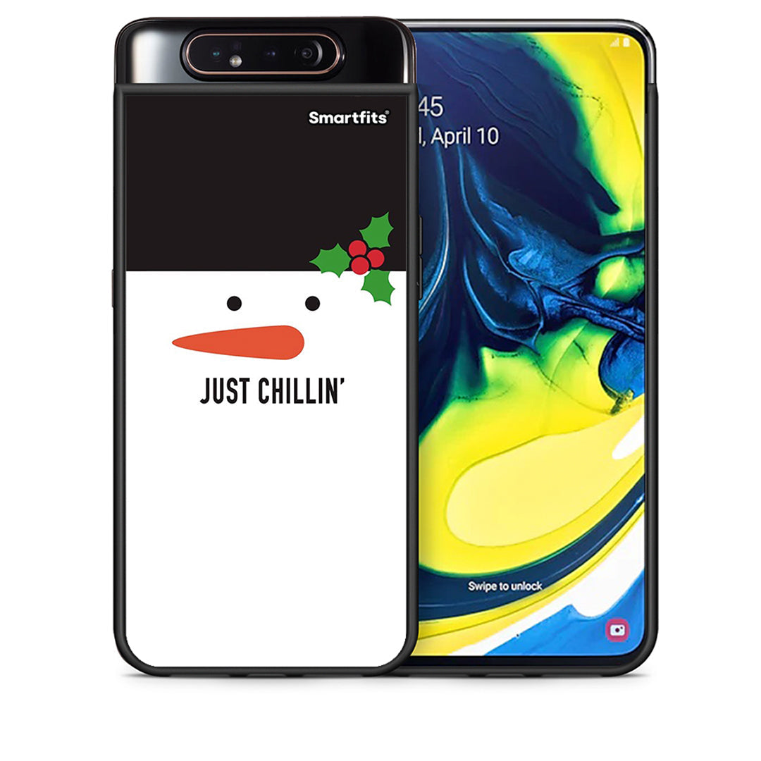 Θήκη Samsung A80 Christmas Chillin από τη Smartfits με σχέδιο στο πίσω μέρος και μαύρο περίβλημα | Samsung A80 Christmas Chillin case with colorful back and black bezels