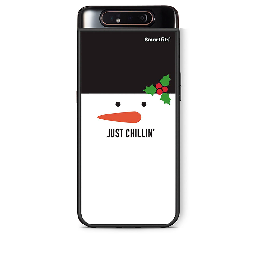 Samsung A80 Christmas Chillin θήκη από τη Smartfits με σχέδιο στο πίσω μέρος και μαύρο περίβλημα | Smartphone case with colorful back and black bezels by Smartfits