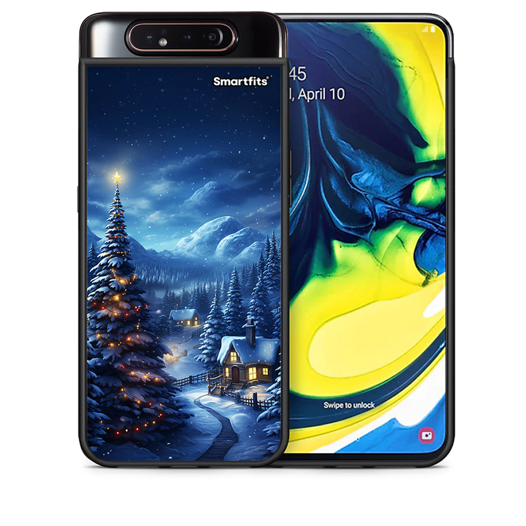 Θήκη Samsung A80 Christmas Scenery από τη Smartfits με σχέδιο στο πίσω μέρος και μαύρο περίβλημα | Samsung A80 Christmas Scenery case with colorful back and black bezels