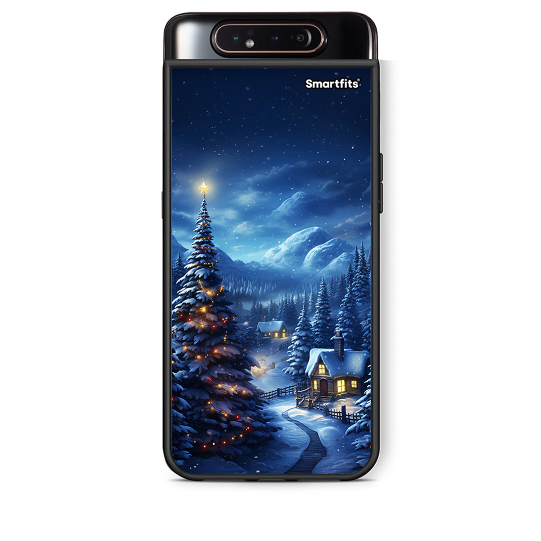 Samsung A80 Christmas Scenery θήκη από τη Smartfits με σχέδιο στο πίσω μέρος και μαύρο περίβλημα | Smartphone case with colorful back and black bezels by Smartfits