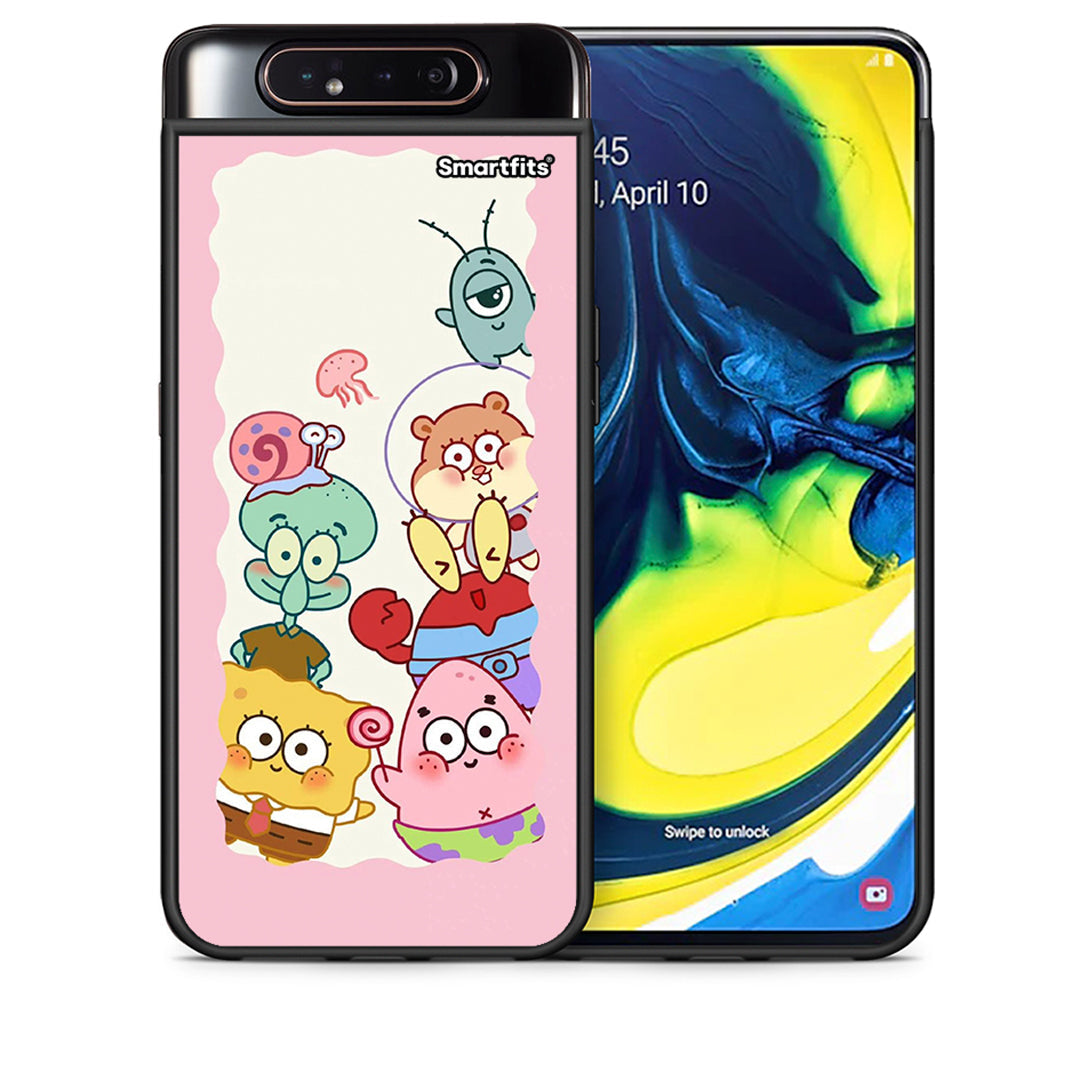 Θήκη Samsung A80 Cute Companion από τη Smartfits με σχέδιο στο πίσω μέρος και μαύρο περίβλημα | Samsung A80 Cute Companion case with colorful back and black bezels