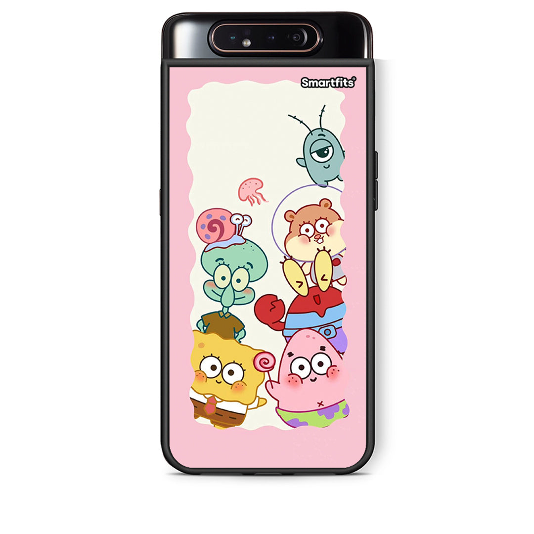 Samsung A80 Cute Companion θήκη από τη Smartfits με σχέδιο στο πίσω μέρος και μαύρο περίβλημα | Smartphone case with colorful back and black bezels by Smartfits