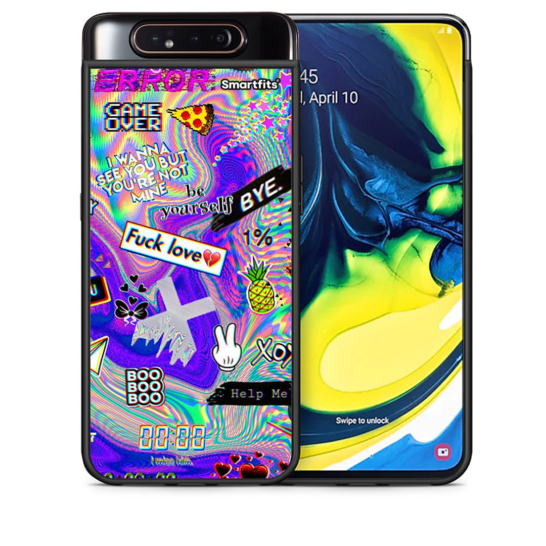 Θήκη Samsung A80 Game Over από τη Smartfits με σχέδιο στο πίσω μέρος και μαύρο περίβλημα | Samsung A80 Game Over case with colorful back and black bezels